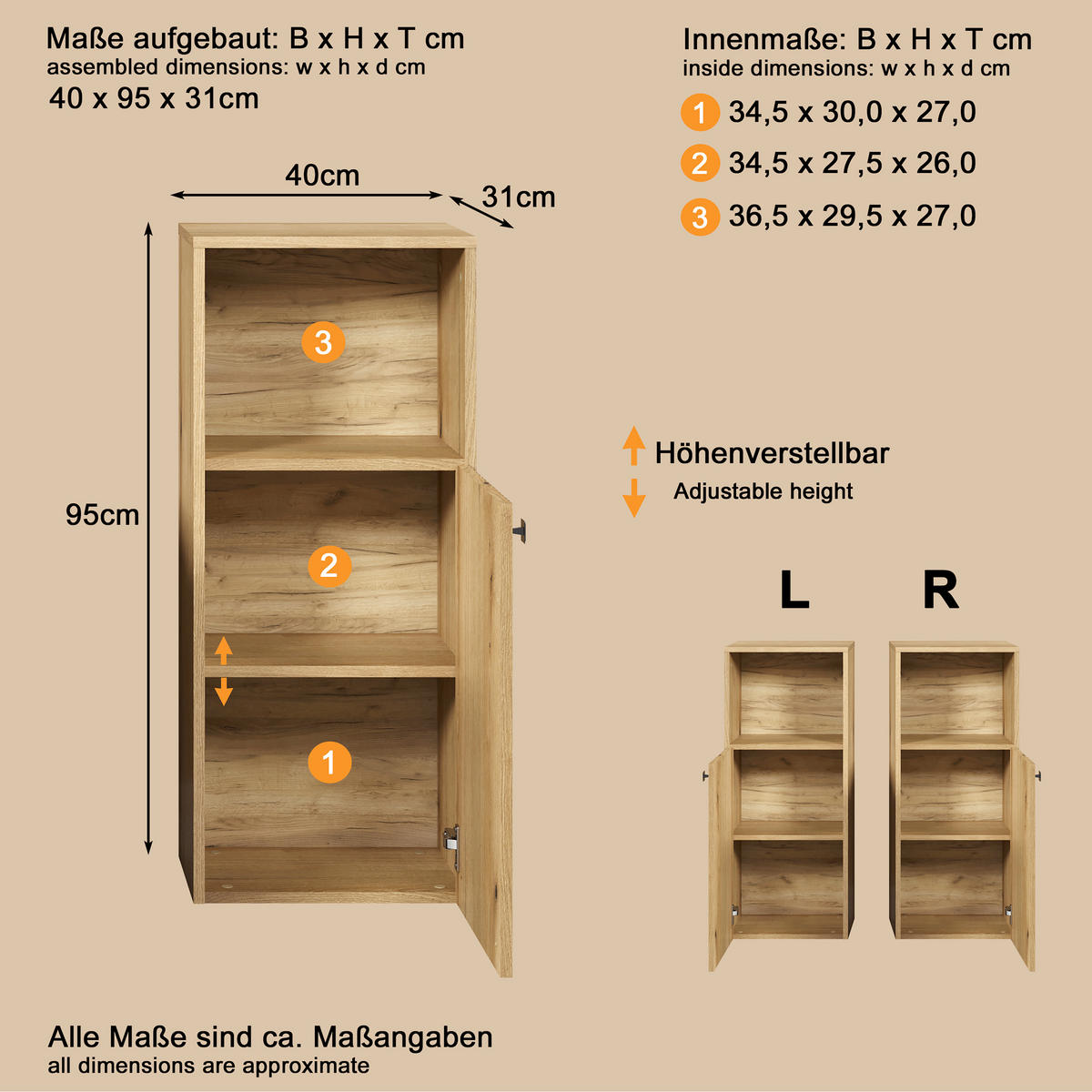 BADEZIMMER 4-teilig  in  - Eichefarben/Schwarz, Trend, Holzwerkstoff/Kunststoff (180/186/42cm) - MID.YOU