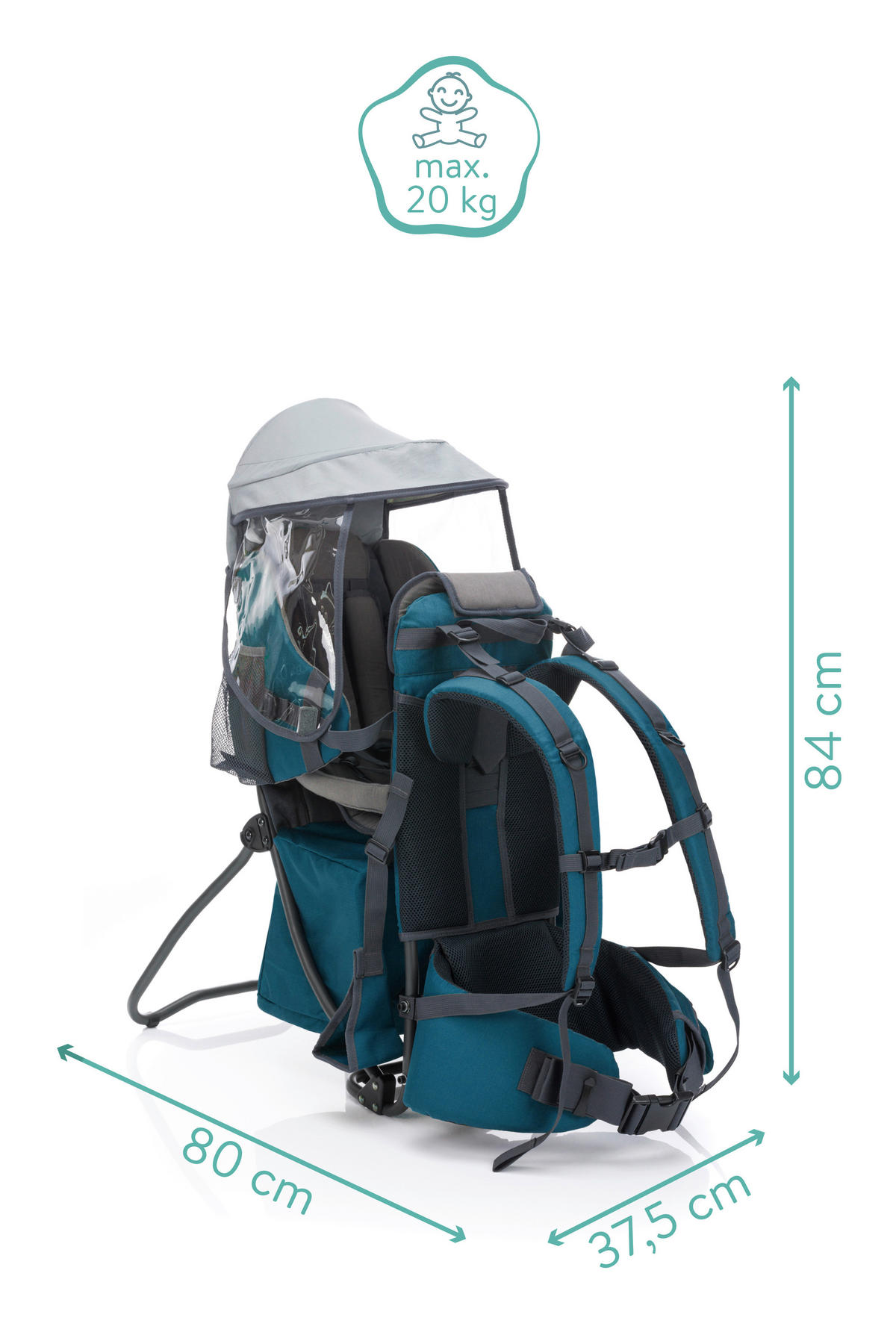 RÜCKENTRAGE Elite  - Petrol, Basics, Kunststoff/Metall (18/44/27cm) - Fillikid