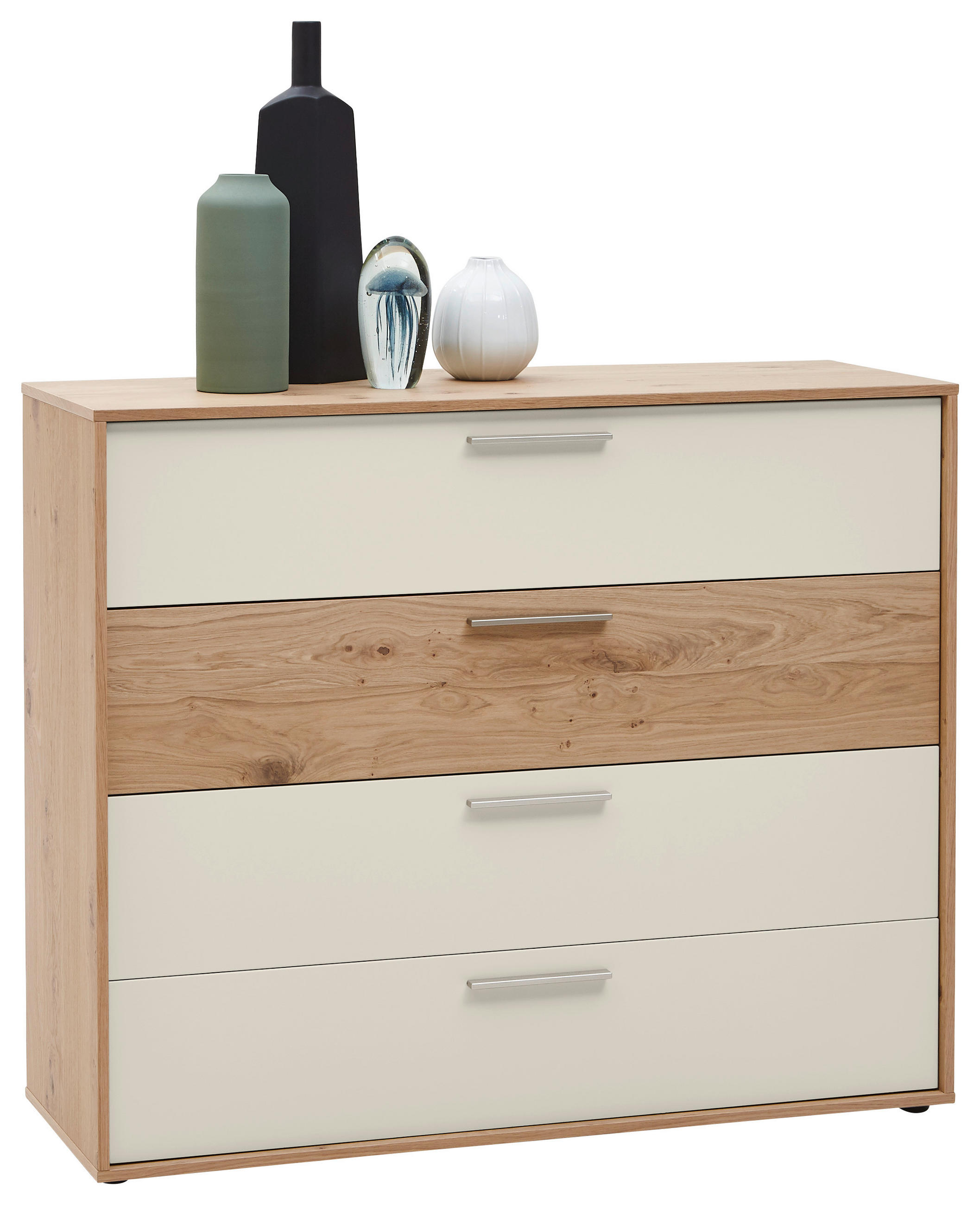 KOMMODE , 123,8/103,6/46 cm, 4 Schublade(n)  - Sandfarben/Eichefarben, Konventionell, Holz/Metall (123,8/103,6/46cm) - Dieter Knoll
