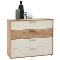 KOMMODE , 123,8/103,6/46 cm, 4 Schublade(n)  - Sandfarben/Eichefarben, KONVENTIONELL, Holz/Metall (123,8/103,6/46cm) - Dieter Knoll
