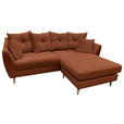 ECKSOFA Kupferfarben Feincord  - Buchefarben/Kupferfarben, KONVENTIONELL, Holz/Textil (211/154cm) - Carryhome