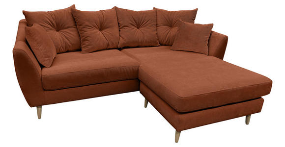 ECKSOFA Kupferfarben Feincord - Buchefarben/Kupferfarben, KONVENTIONELL, Holz/Textil (211/154cm) - Carryhome
