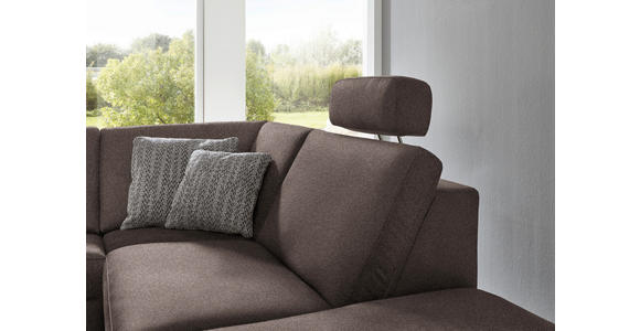 ECKSOFA in Mikrofaser Braun  - Alufarben/Braun, Design, Textil/Metall (275/242cm) - Dieter Knoll