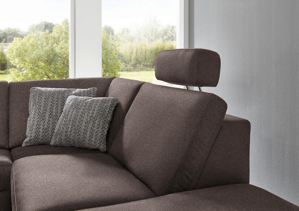 ECKSOFA in Mikrofaser Braun  - Alufarben/Braun, Design, Textil/Metall (275/242cm) - Dieter Knoll