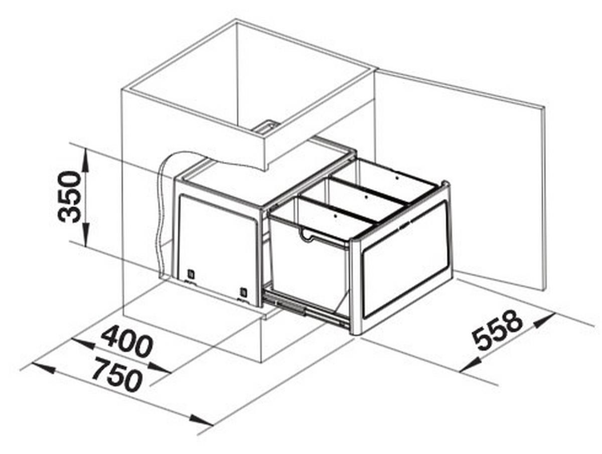ABFALLSAMMLER 3x 13 L  - Anthrazit, Basics, Kunststoff (55,8/35/40cm) - Blanco