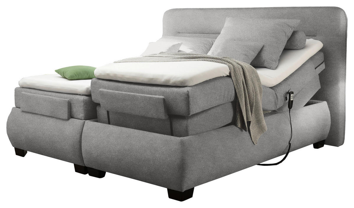 BOXSPRING-ÁGY 180/200 cm  iszap  - iszap/fekete, Konventionell, műanyag/textil (180/200cm) - MID.YOU