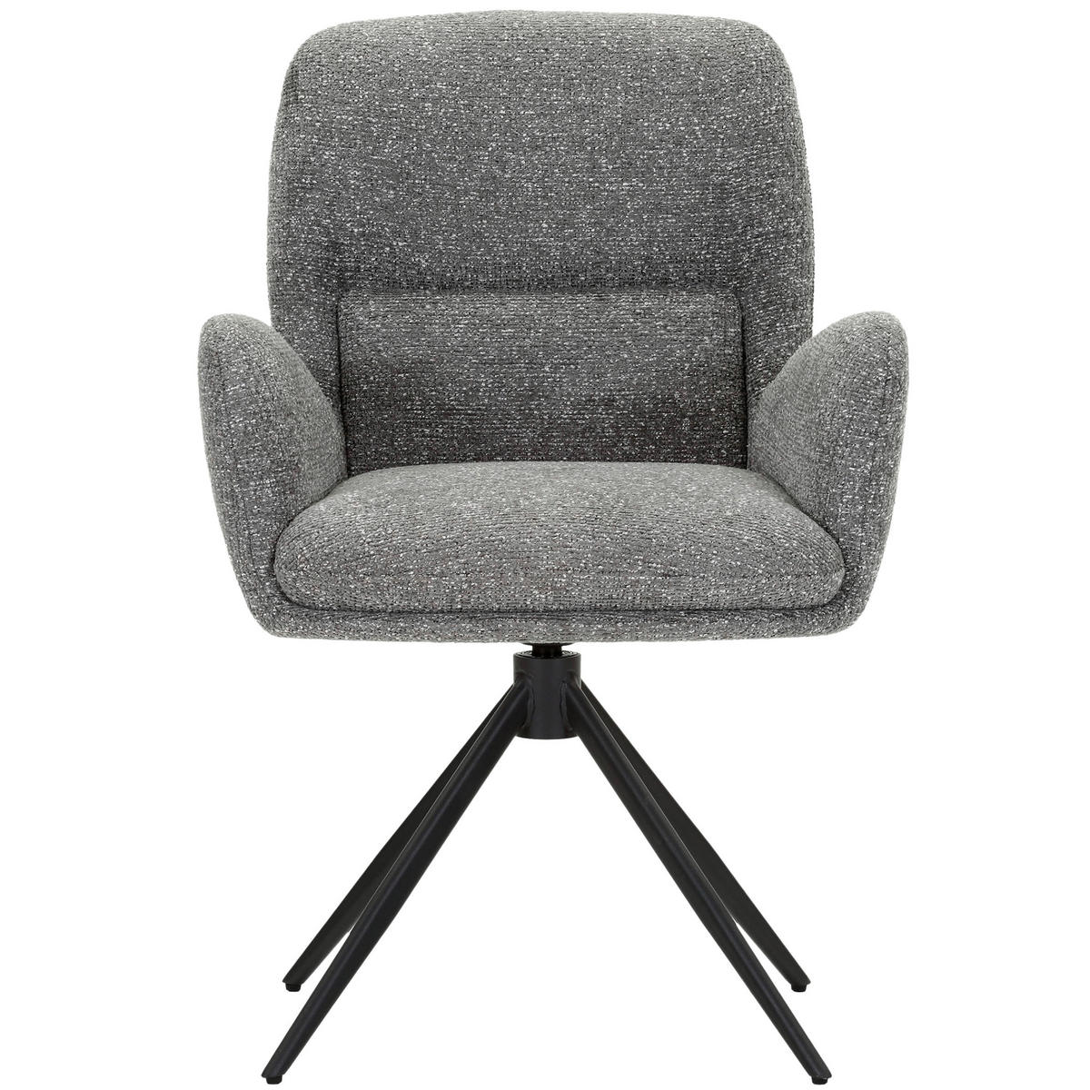 ARMLEHNSTUHL  Wippfunktion, Sitzfläche 360° drehbar, automatische Rückholfunktion Webstoff  Grau, Schwarz  - Schwarz/Grau, MODERN, Textil/Metall (63/91/65cm) - Hom`in