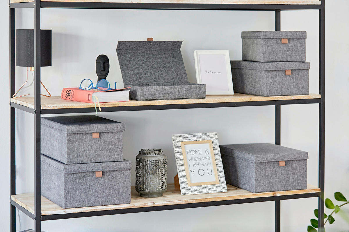 AUFBEWAHRUNGSBOXEN-SET Premium  - Grau, Basics, Textil - Store It