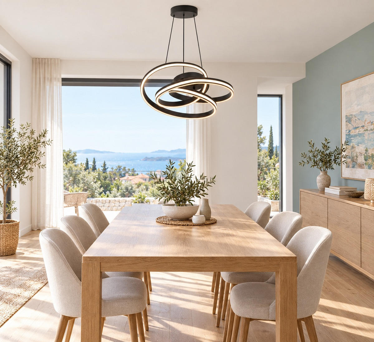 Lampă Suspendată Cu Led 48/52/120 cm  - alb/negru, Design, plastic/metal (48/52/120cm) - Novel