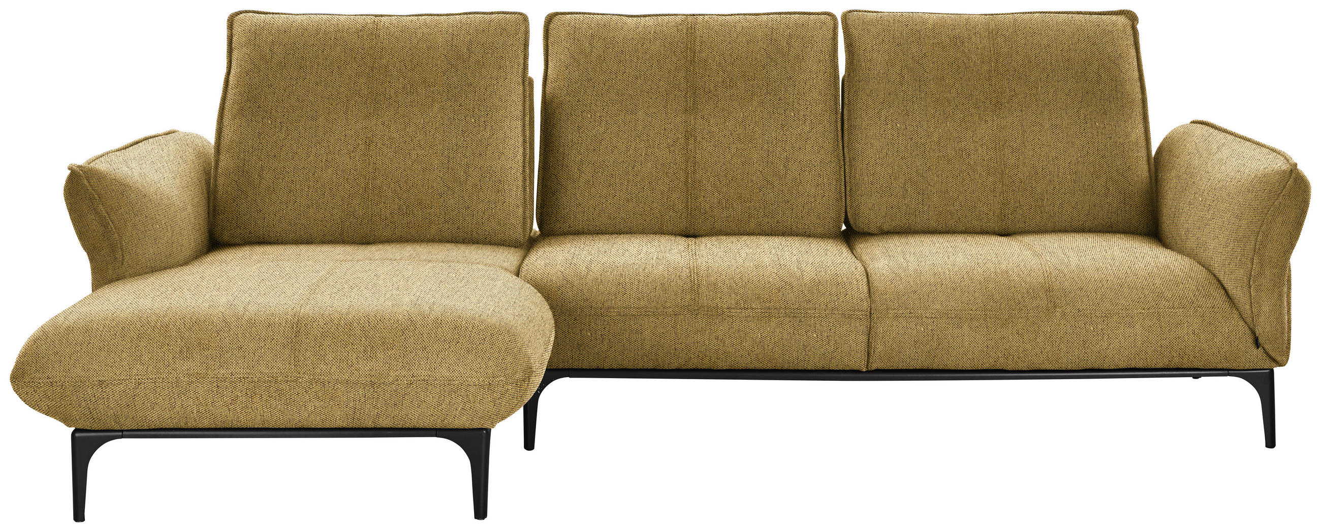 ECKSOFA in Webstoff Gelb  - Gelb/Schwarz, Natur, Textil (182/277cm) - Valnatura