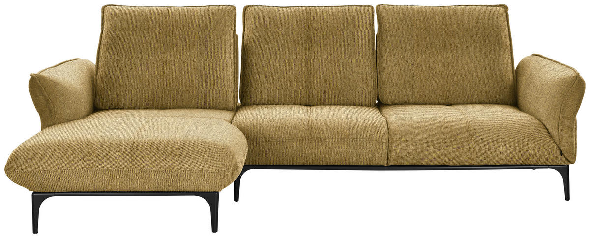 ECKSOFA in Webstoff Gelb  - Gelb/Schwarz, Natur, Textil (182/277cm) - Valnatura