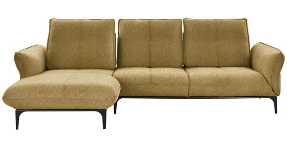 ECKSOFA in Webstoff Gelb  - Gelb/Schwarz, Natur, Textil (182/277cm) - Valnatura