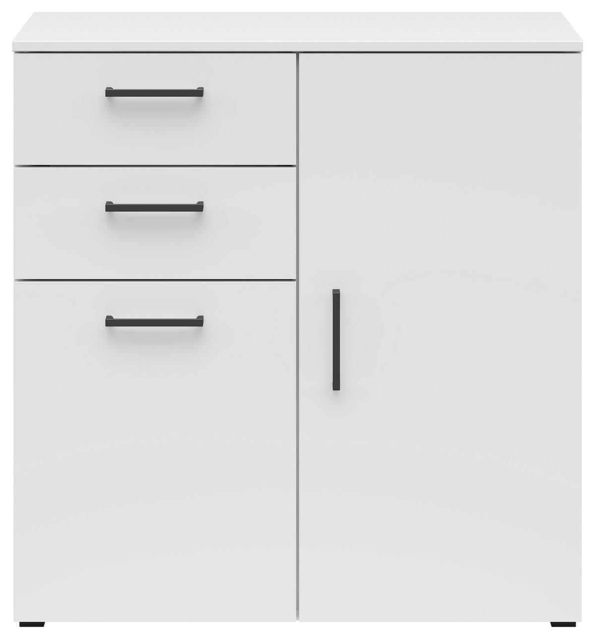 KOMODA   80/83/40 cm   bijela  - bijela/crna, Moderno, drvni materijal/plastika (80/83/40cm) - Carryhome