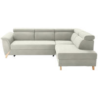 ECKSOFA  in Chenille Creme Rücken echt, Kopfteilverstellung  265/200 cm  - Creme/Naturfarben, KONVENTIONELL, Holz/Textil (265/200cm) - Stylife
