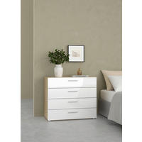 KOMMODE  in 80,2/68,1/40,3 cm  - Weiß Hochglanz/Eichefarben, Design, Holzwerkstoff/Metall (80,2/68,1/40,3cm) - Livetastic