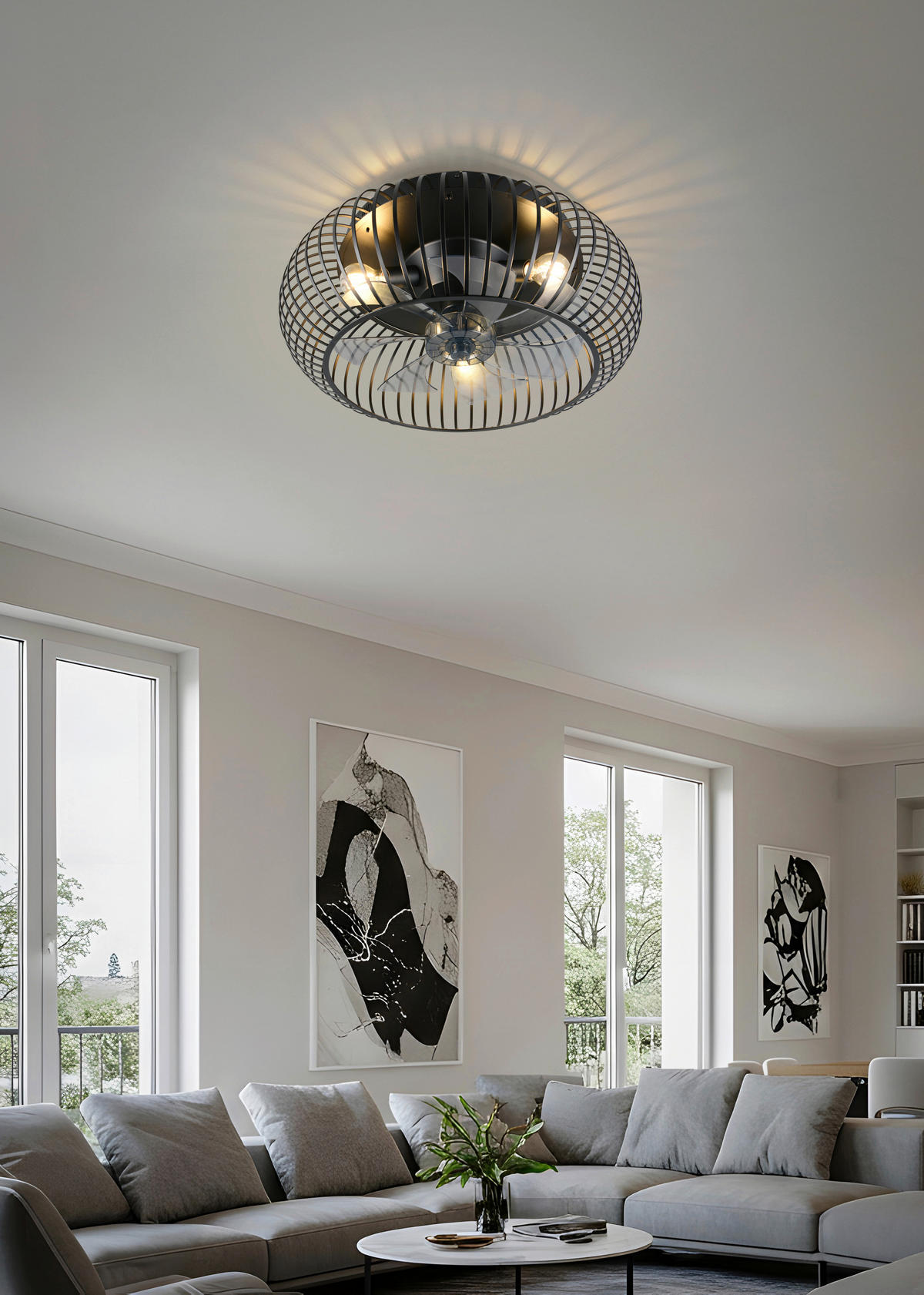 DECKENVENTILATOR - Schwarz, Design, Kunststoff/Metall (61/25.5cm)
