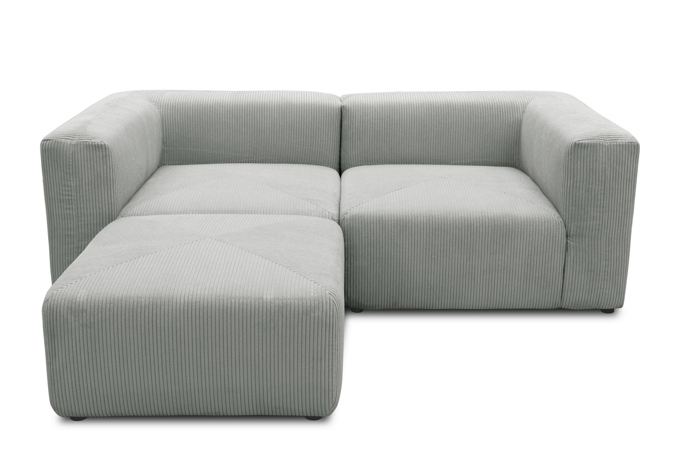 ECKSOFA  in Cord, Mikrofaser Hellgrau   - Hellgrau/Schwarz, Design, Kunststoff/Textil (216/69/193cm) - MID.YOU