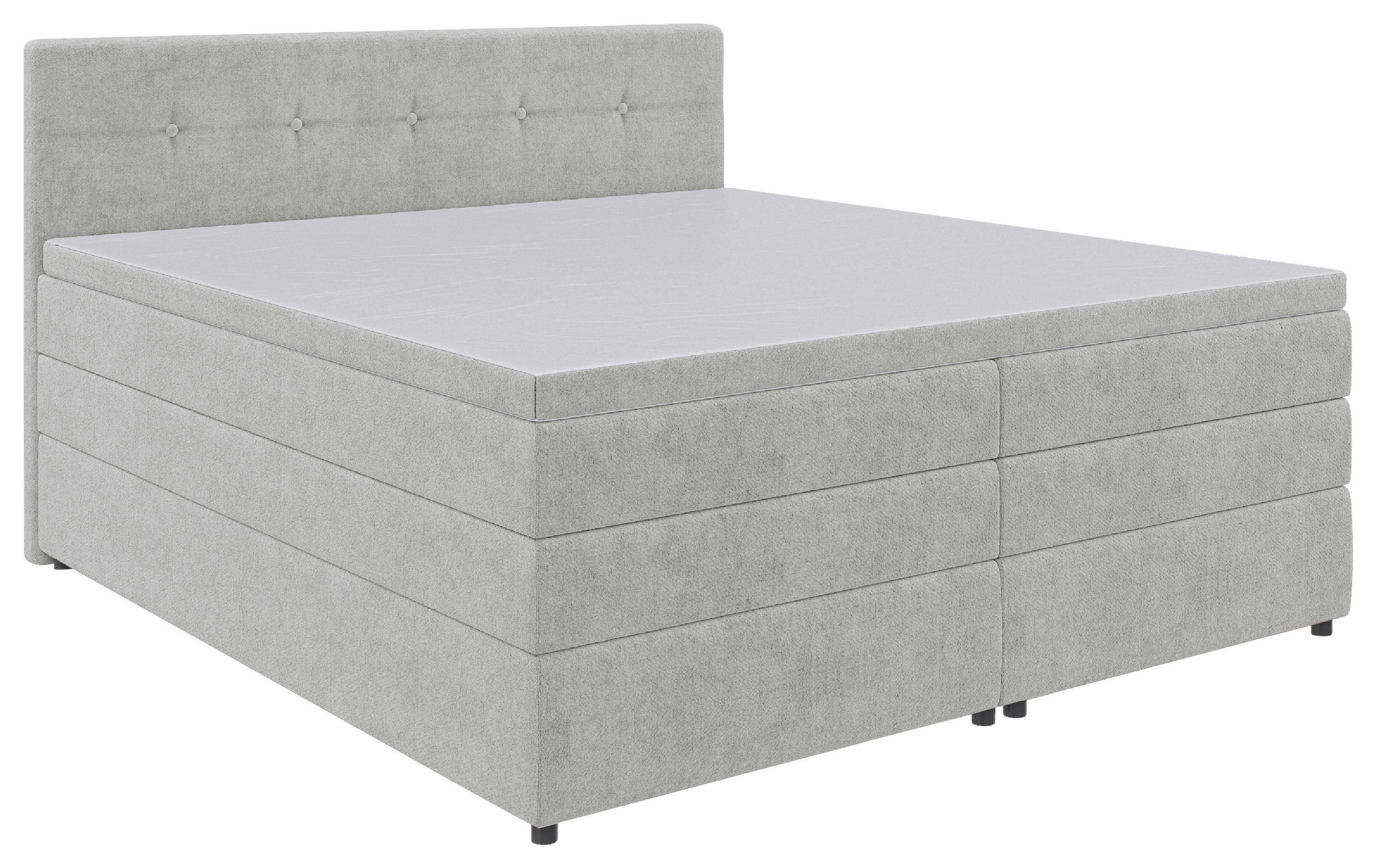 BOXSPRINGBETT 180/200 cm,  in Hellgrau, Bettkasten, Topper, Matratzen, H3 = fest  - Hellgrau/Schwarz, KONVENTIONELL, Kunststoff/Textil (180/200cm) - Boxxx