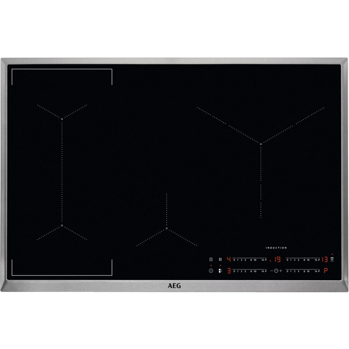 INDUKTIONSKOCHFELD IKE84445XB  - Edelstahlfarben/Schwarz, Basics, Glas/Metall (76,6/51,6cm) - AEG