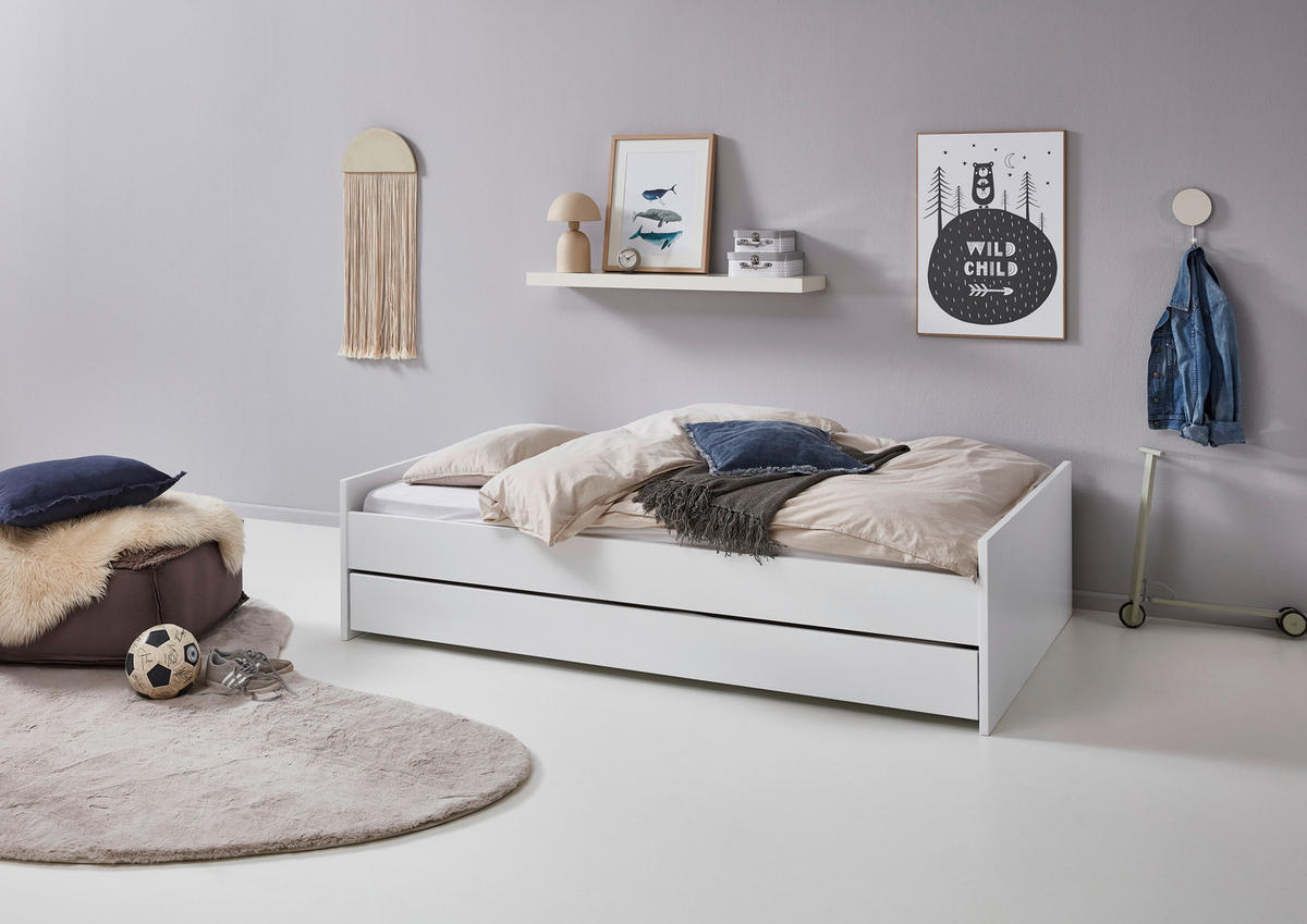 BETTKASTEN Weiß  - Weiß, LIFESTYLE, Holzwerkstoff/Kunststoff (94/20/199cm) - Stylife