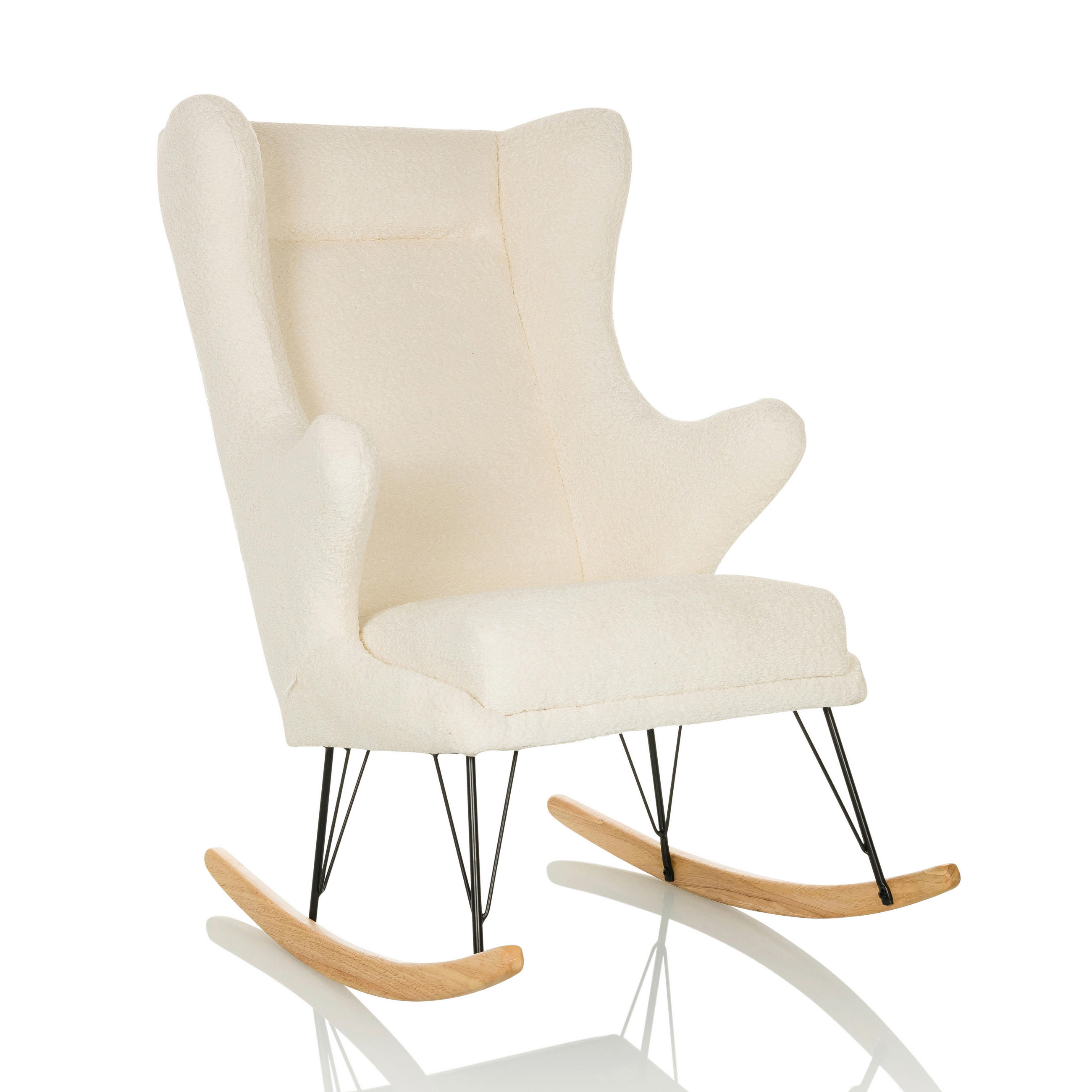 LOUNGEFÅTÖLJ  - vit/ljusbrun, Modern, metall/trä (68/110/90cm) - MID.YOU