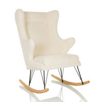 LOUNGESESSEL Bouclé Weiß    - Hellbraun/Schwarz, MODERN, Holz/Textil (68/110/90cm) - MID.YOU