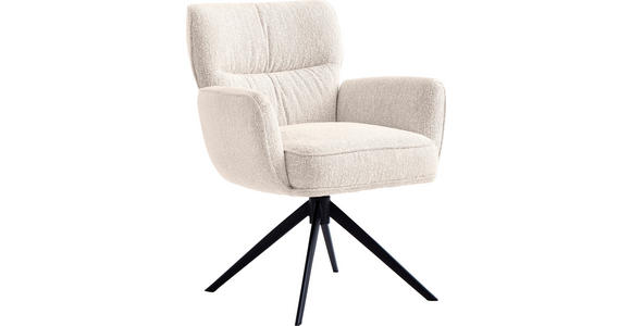 ARMLEHNSTUHL  , Stoffauswahl, Sitzfläche 360° drehbar, automatische Rückholfunktion  , Leinenoptik  ,  - Beige/Schwarz, Design, Textil/Metall (67/86/68cm) - Novel