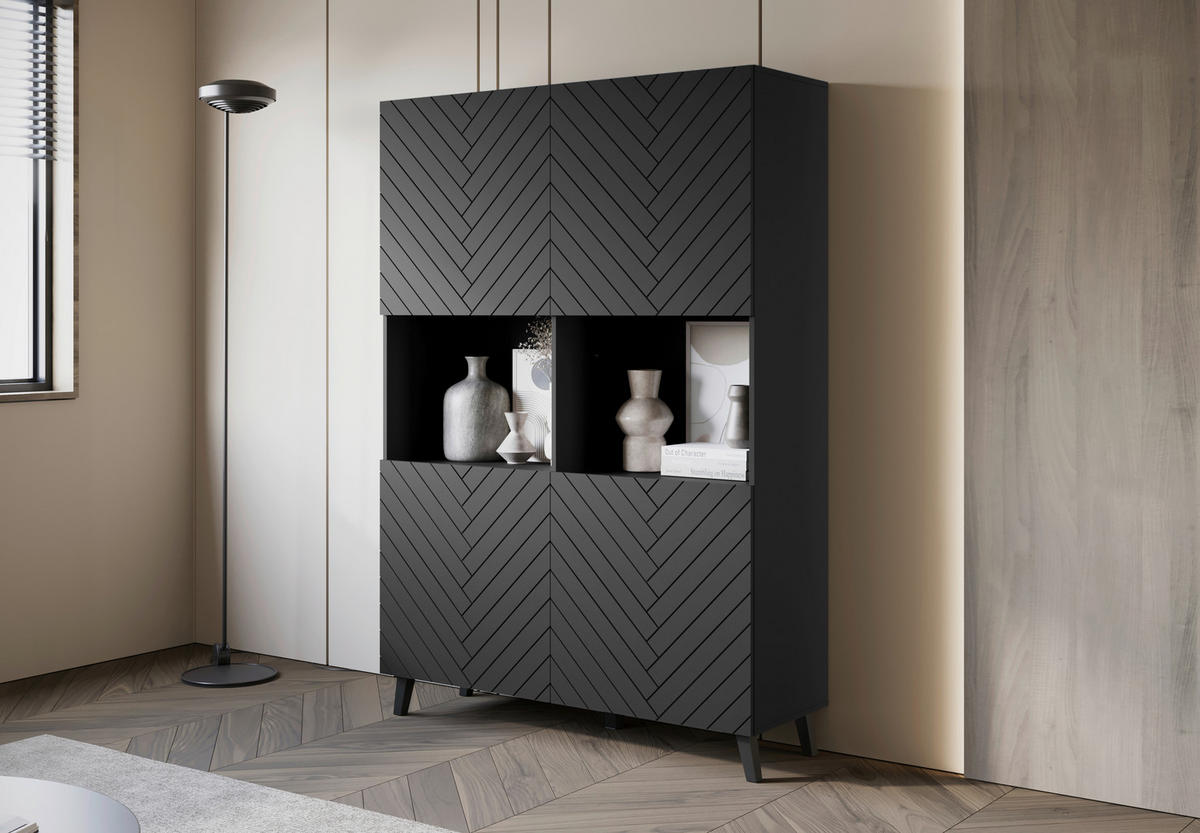 HIGHBOARD  in 120/172/39,1 cm  - Schwarz, Design, Holzwerkstoff/Kunststoff (120/172/39,1cm) - Livetastic