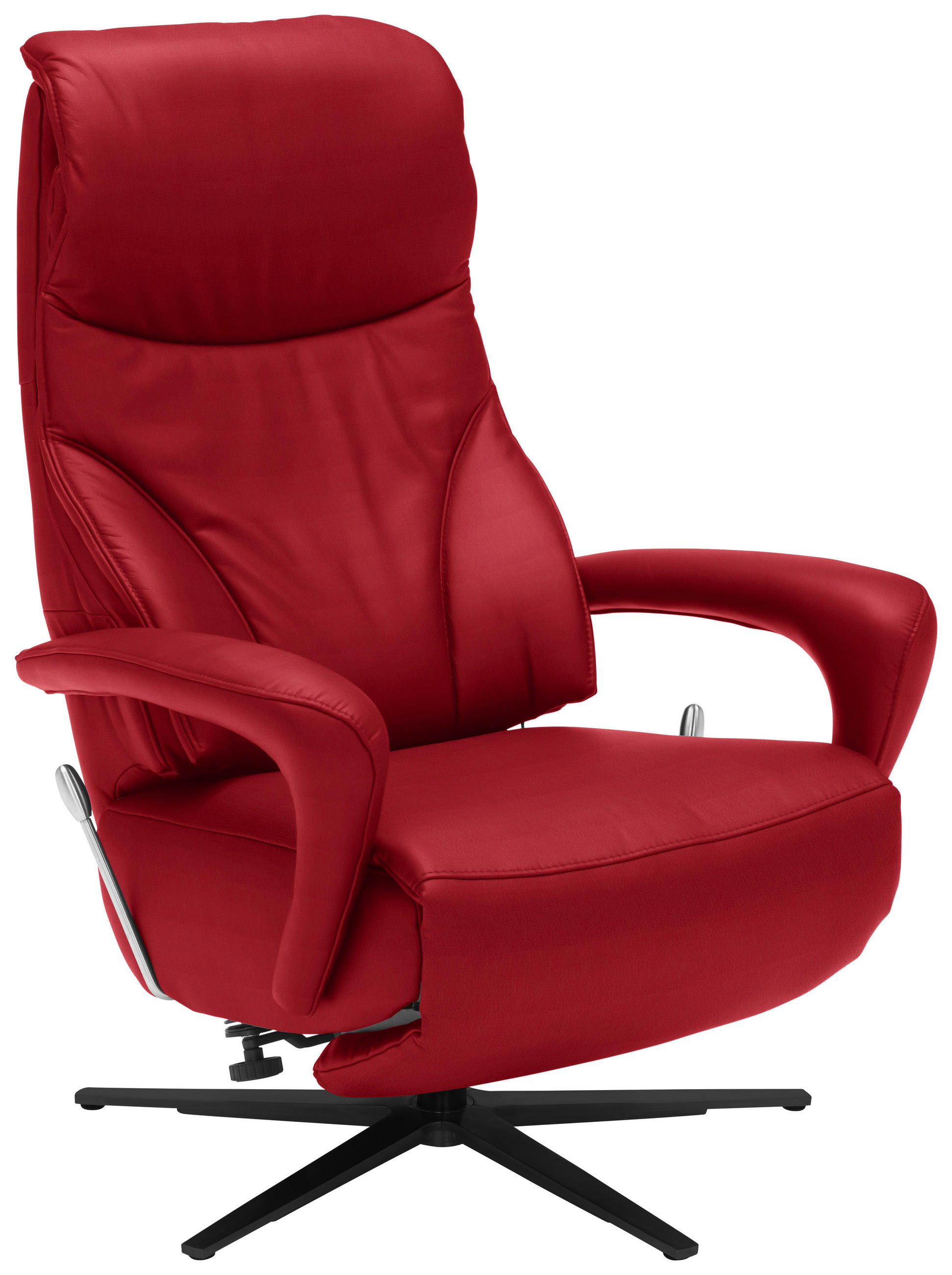 RELAXSESSEL in Leder Rot  - Rot/Schwarz, Design, Leder/Metall (75/106/88cm) - Dieter Knoll