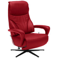 RELAXSESSEL in Leder Rot  - Rot/Schwarz, Design, Leder/Metall (75/106/88cm) - Dieter Knoll