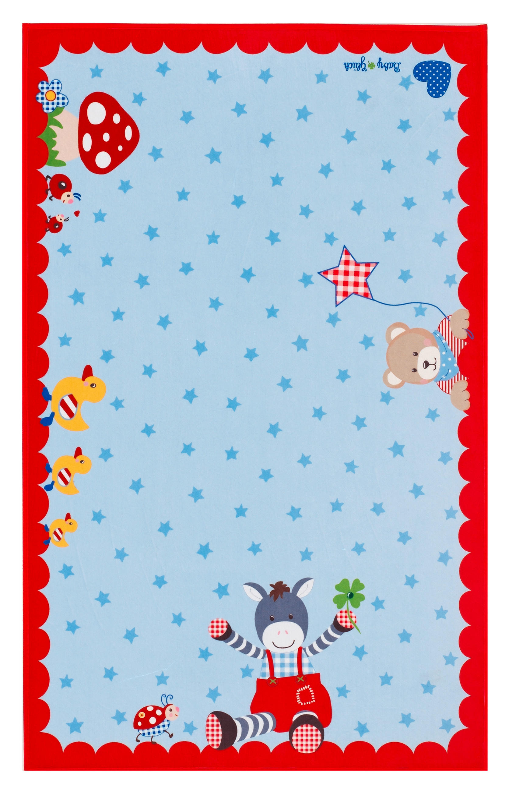 Kinderteppich Tier Blau/rot Baby Glück 80x150 Cm
