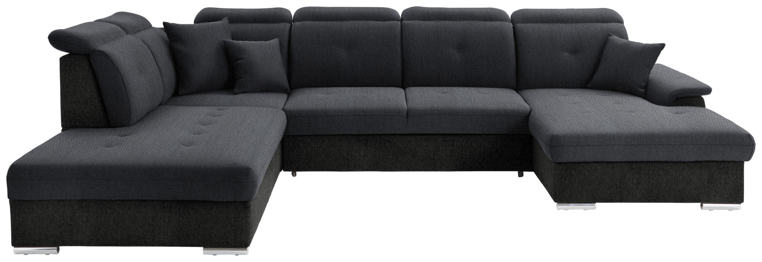 WOHNLANDSCHAFT Webstoff, Flachgewebe Dunkelgrau  - Dunkelgrau/Silberfarben, Design, Kunststoff/Textil (263/365/187cm) - Cantus