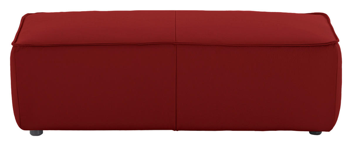 HOCKER in Leder Rot  - Rot/Schwarz, Modern, Leder/Kunststoff (120/39/60cm) - W.Schillig