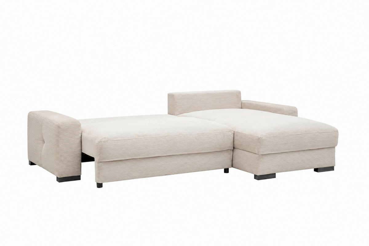ECKSOFA  Cord Beige  - Beige/Schwarz, Basics, Holz/Holzwerkstoff (264/184cm) - MID.YOU