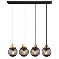 HÄNGELEUCHTE 75/15/110 cm  - Messingfarben/Schwarz, Design, Glas/Kunststoff (75/15/110cm) - Globo