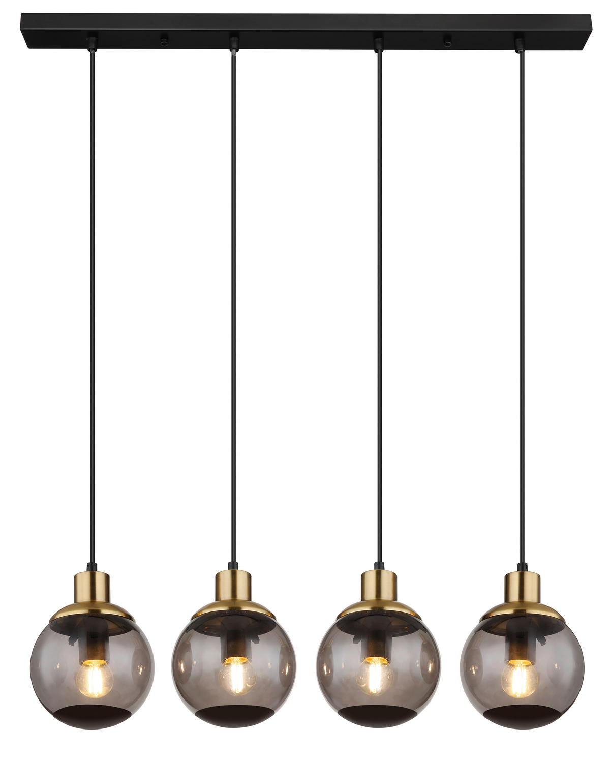 HÄNGELEUCHTE 75/15/110 cm  - Messingfarben/Schwarz, Design, Glas/Kunststoff (75/15/110cm) - Globo