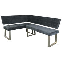 ECKBANK in Metall, Textil Dunkelgrau  - Dunkelgrau/Nickelfarben, Modern, Textil/Metall (142,5/187cm) - MID.YOU