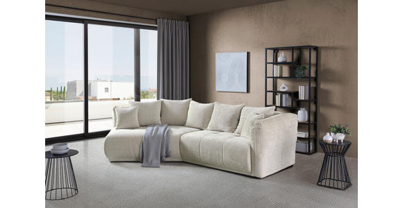 ECKSOFA Creme Chenille Zierkissen, Rückenkissen, Rücken echt  - Creme/Schwarz, MODERN, Kunststoff/Textil (180/315cm) - Hom`in