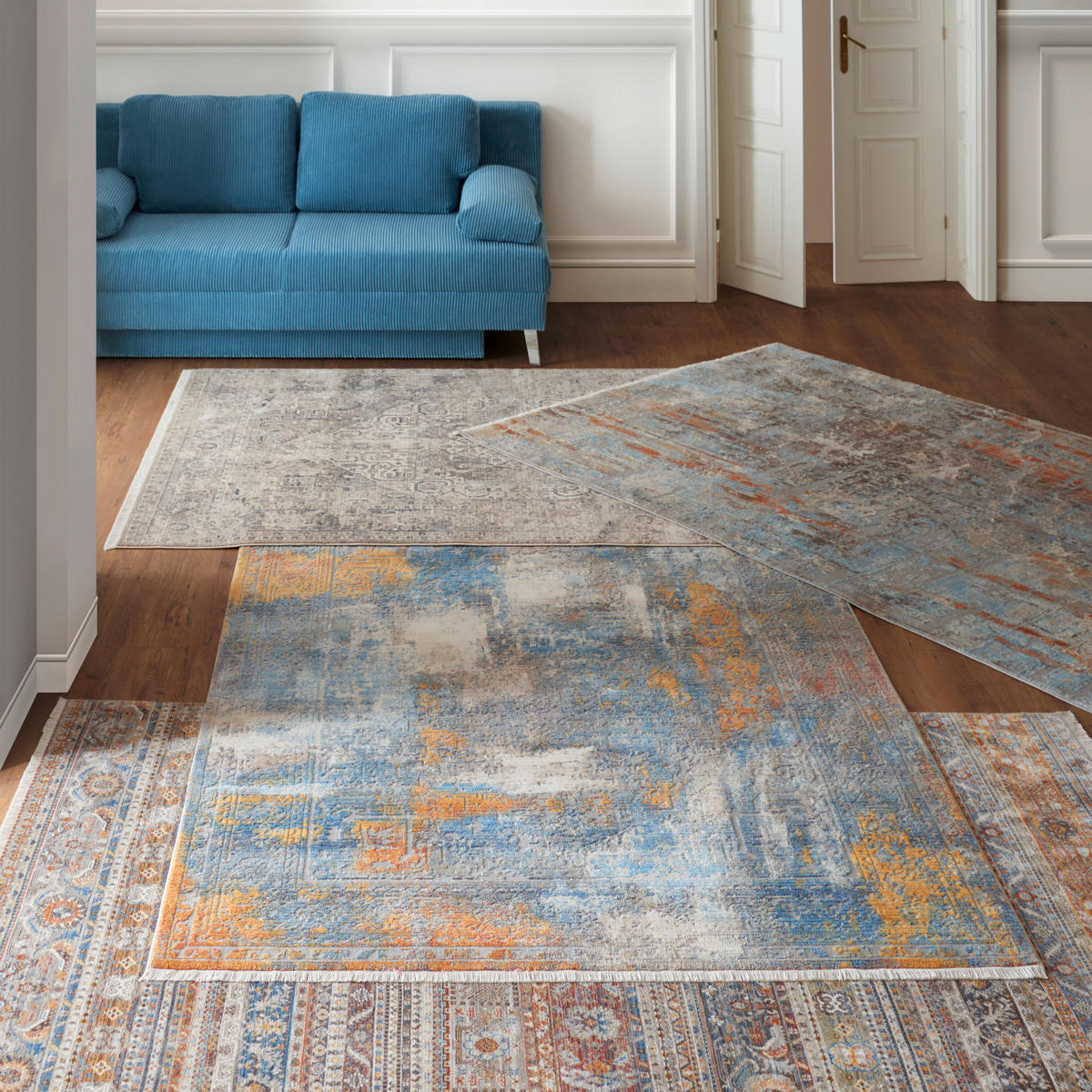 VINTAGE KOBEREC, 200/285 cm, šedá, béžová - šedá/béžová, Lifestyle, textil (200/285cm) - Novel