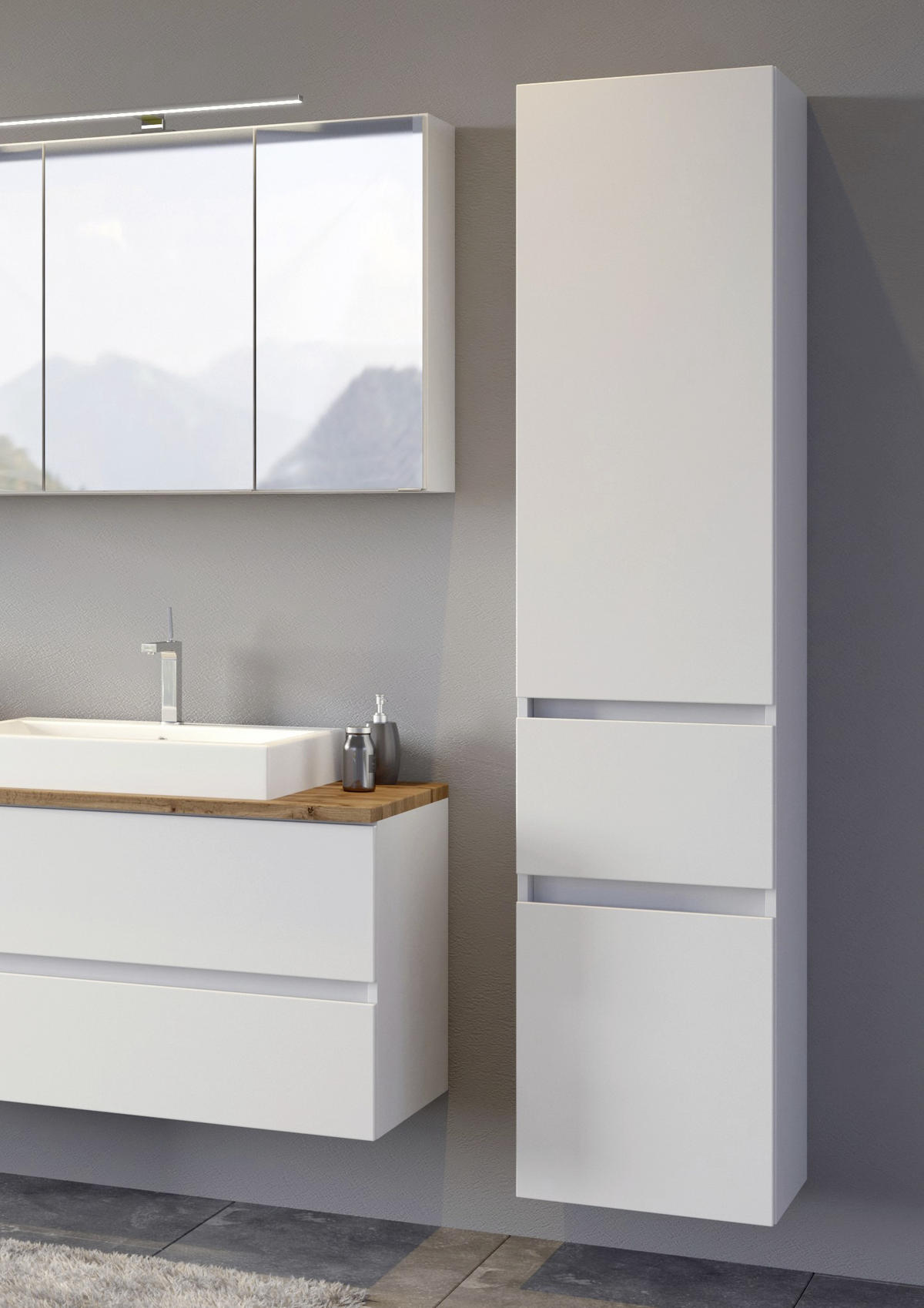 Hochschrank in Weiss 40/185/35 cm  - Weiss/Silberfarben, Basics, Holzwerkstoff/Kunststoff (40/185/35cm) - Held