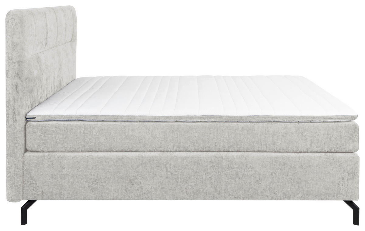 BOXSPRINGBETT 180/200 cm  in Hellgrau  - Hellgrau/Schwarz, Design, Textil/Metall (180/200cm) - Esposa