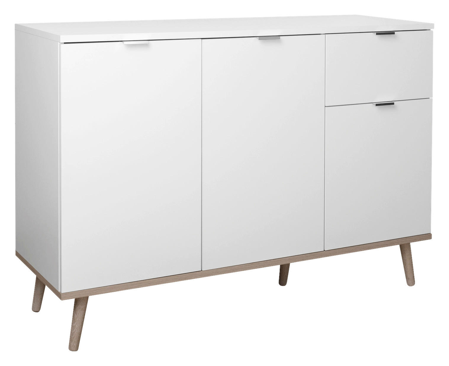 KOMMODE 120/85/40 cm in Weiß, Sonoma Eiche - Silberfarben/Weiß, KONVENTIONELL, Holz/Holzwerkstoff (120/85/40cm) - MID.YOU