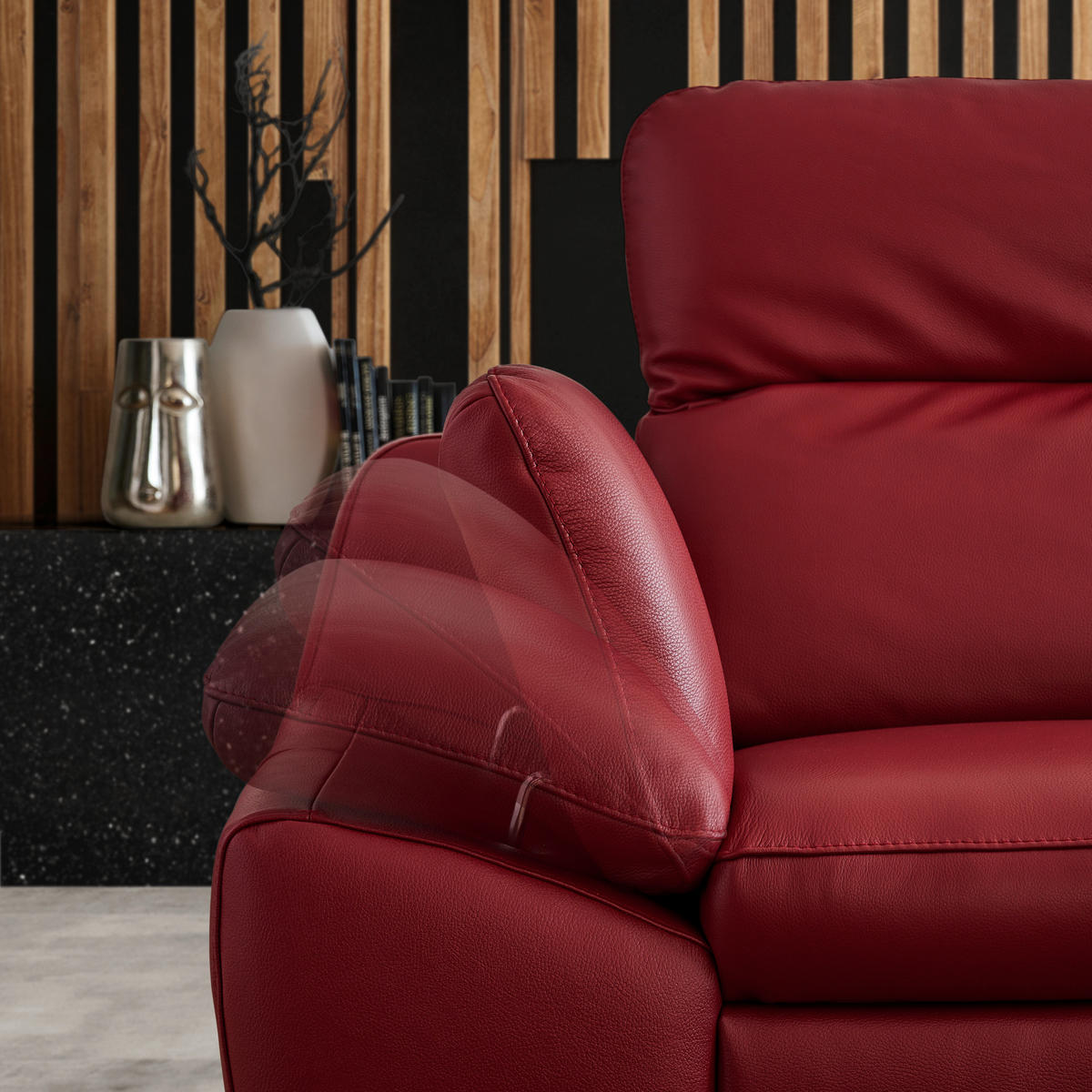 SAROKKANAPÉ bőr piros  - fekete/piros, Design, bőr/fém (286/183cm) - Celina Home