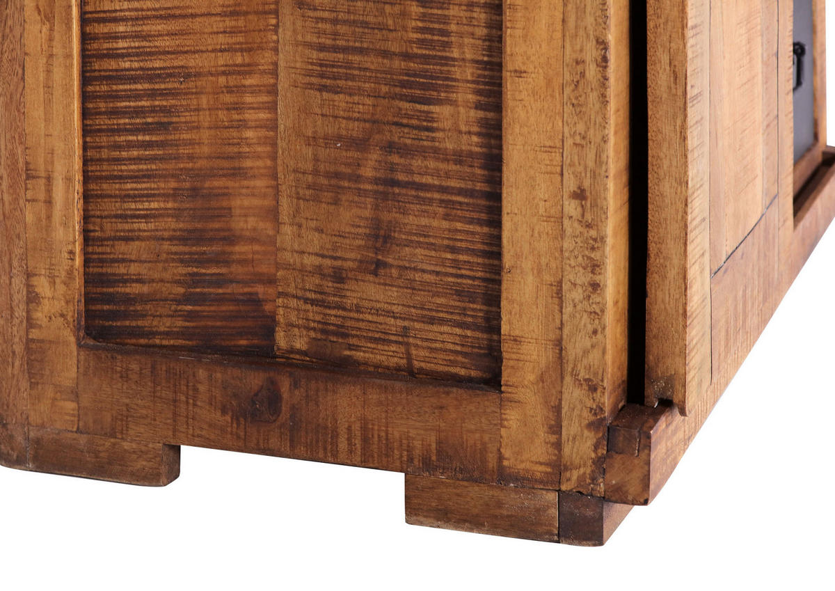 VITRINE in massiv Mangoholz Naturfarben, Schwarz  - Schwarz/Naturfarben, LIFESTYLE, Glas/Holz (100/190/45cm) - Landscape