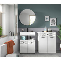 BADEZIMMER 3-teilig  in 130 cm  - Schwarz/Weiß, MODERN, Glas/Holzwerkstoff (130cm) - MID.YOU