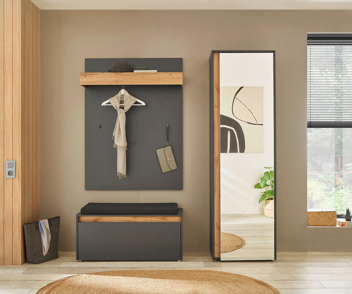 GARDEROBE 4-teilig  in 170/200/40 cm  - Anthrazit/Eiche Wotan, Design, Holzwerkstoff/Textil (170/200/40cm) - Modante