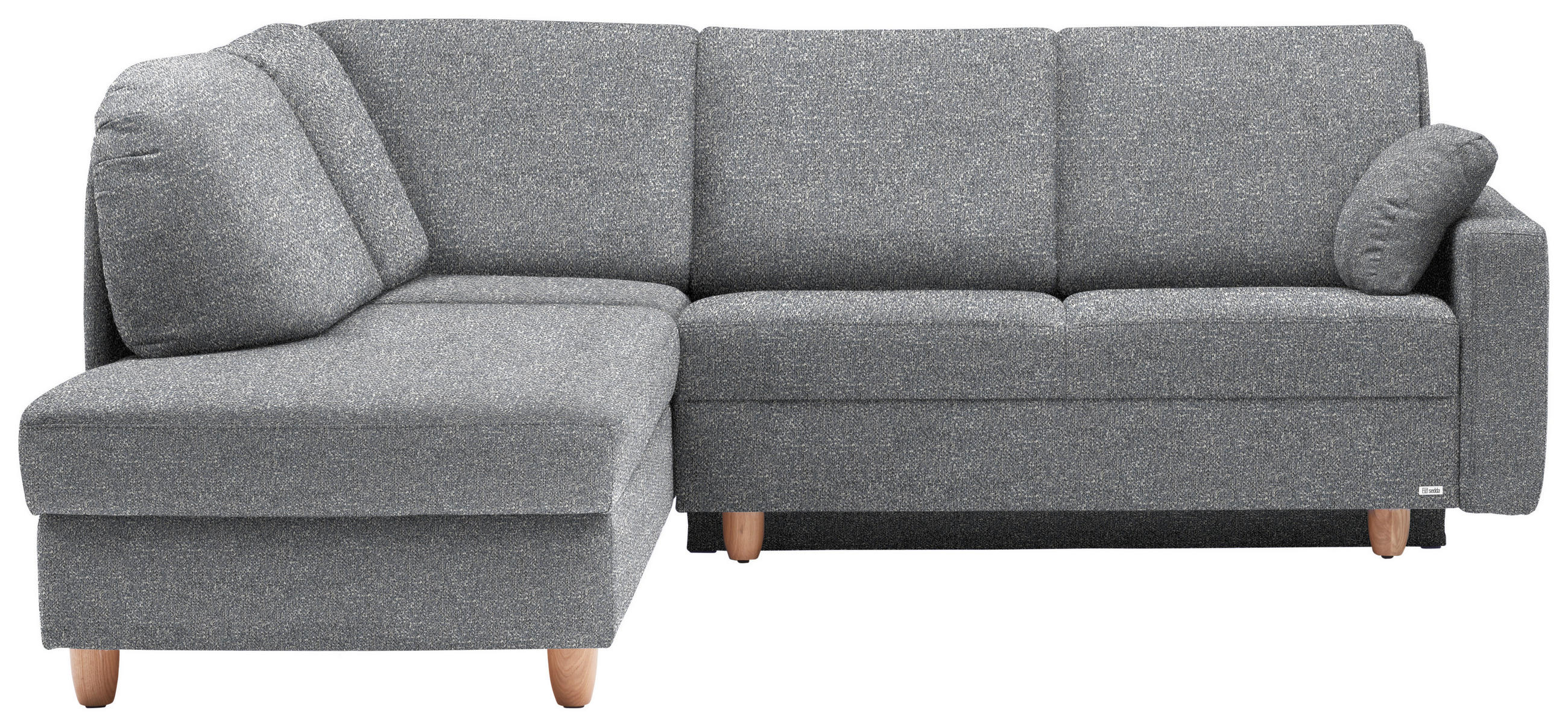 ECKSOFA  in Mikrovelours Grau  208/227 cm  - Eichefarben/Rot, KONVENTIONELL, Holz/Textil (208/227cm) - Sedda