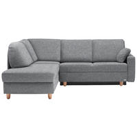 ECKSOFA  in Mikrovelours Grau  208/227 cm  - Eichefarben/Rot, KONVENTIONELL, Holz/Textil (208/227cm) - Sedda