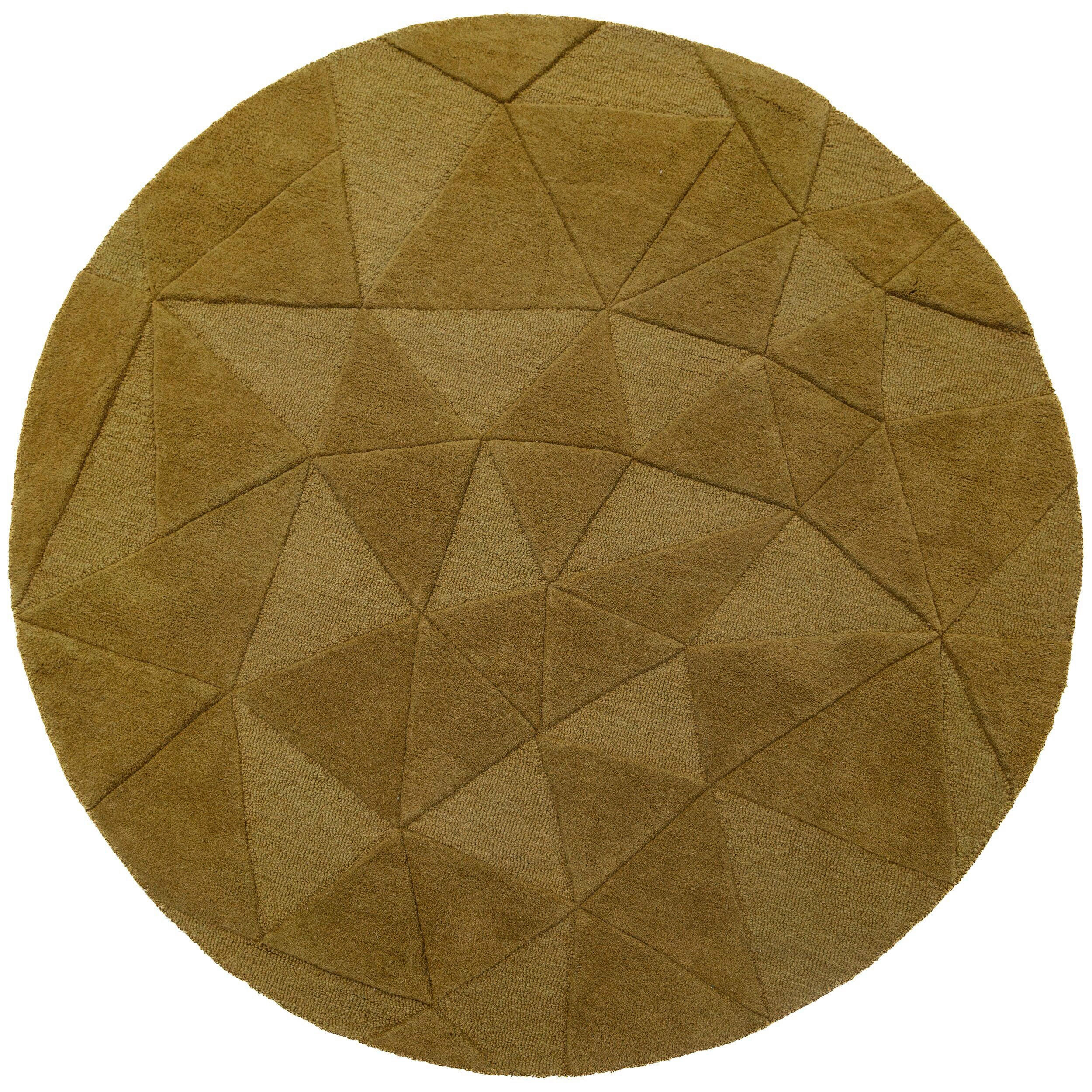 Flair Rugs Wollteppich Wiggle Gold 160x160 cm