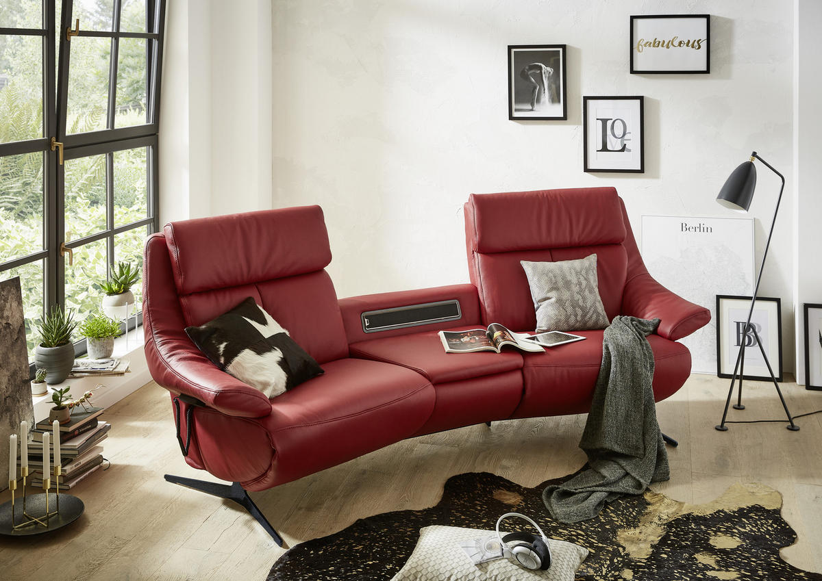 HEIMKINO-SOFA Echtleder Rot  - Anthrazit/Rot, KONVENTIONELL, Leder (254/107/105cm) - Himolla Komfortklass